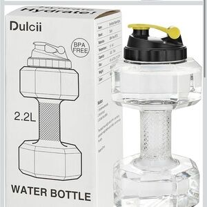 Clear and Black Transparent Dumbbell Water Bottle - 2.2L
